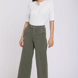 Mona Wide Leg Trouser Ankle Jeans  - Desert Green