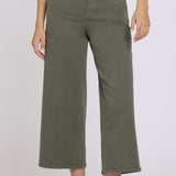 Mona Wide Leg Trouser Ankle Jeans  - Desert Green