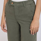 Mona Wide Leg Trouser Ankle Jeans  - Desert Green