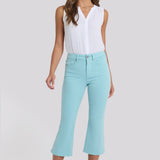 Monica Kick Flare Crop Jeans - Aqua Haze