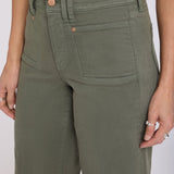 Brigitte Wide Leg Capri Jeans - Desert Green