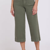 Brigitte Wide Leg Capri Jeans - Desert Green