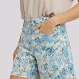 Berkyn Relaxed Denim Shorts - Blue Blooms
