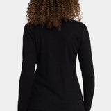 Shimmer Rib Knit Henley Top - Black