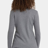 Shimmer Rib Knit Henley Top - Heather Grey