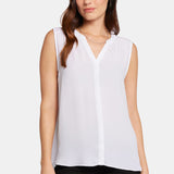 Sleeveless Pintuck Blouse - Optic White
