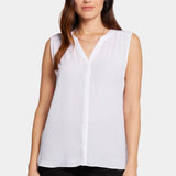 Sleeveless Pintuck Blouse - Optic White