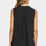 Sleeveless Pintuck Blouse - Black