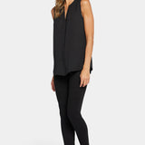 Sleeveless Pintuck Blouse - Black