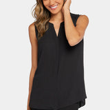 Sleeveless Pintuck Blouse - Black