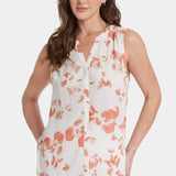 Sleeveless Pintuck Blouse  - Aurora