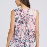 Sleeveless Pintuck Blouse - Floral Dreams
