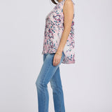Sleeveless Pintuck Blouse - Floral Dreams