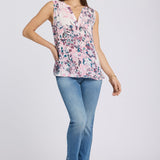 Sleeveless Pintuck Blouse - Floral Dreams