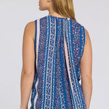 Sleeveless Pintuck Blouse - Floral Ribbons