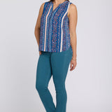 Sleeveless Pintuck Blouse - Floral Ribbons