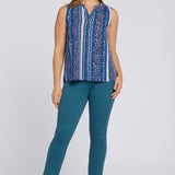 Sleeveless Pintuck Blouse - Floral Ribbons