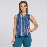 Sleeveless Pintuck Blouse - Floral Ribbons