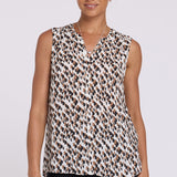 Sleeveless Pintuck Blouse - Geo Gala