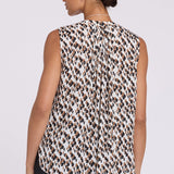 Sleeveless Pintuck Blouse - Geo Gala