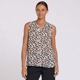Sleeveless Pintuck Blouse - Geo Gala