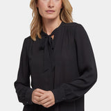 Tie-Neck Blouse - Black