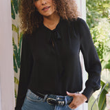Tie-Neck Blouse - Black