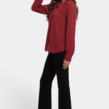 Tie-Neck Blouse - Claret Dots
