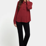Tie-Neck Blouse - Claret Dots
