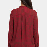 Tie-Neck Blouse - Claret Dots