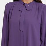 Tie-Neck Blouse - Grape Royale