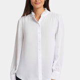 Ruffle Neck Blouse - Optic White