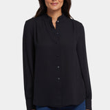 Ruffle Neck Blouse - Black