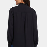 Ruffle Neck Blouse - Black