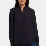 Ruffle Neck Blouse - Black