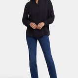 Ruffle Neck Blouse - Black
