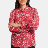 Ruffle Neck Blouse - Cherry Creek