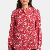Ruffle Neck Blouse - Cherry Creek