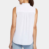 Sleeveless Ruffle Neck Blouse - Optic White