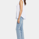 Sleeveless Ruffle Neck Blouse - Optic White
