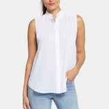 Sleeveless Ruffle Neck Blouse - Optic White