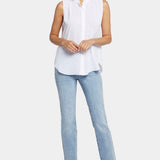 Sleeveless Ruffle Neck Blouse - Optic White
