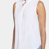 Sleeveless Ruffle Neck Blouse - Optic White