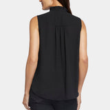 Sleeveless Ruffle Neck Blouse - Black