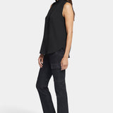 Sleeveless Ruffle Neck Blouse - Black