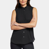 Sleeveless Ruffle Neck Blouse - Black