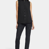 Sleeveless Ruffle Neck Blouse - Black