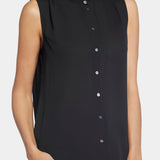Sleeveless Ruffle Neck Blouse - Black
