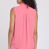 Sleeveless Ruffle Neck Blouse - Desert Rose
