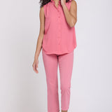 Sleeveless Ruffle Neck Blouse - Desert Rose